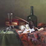 [:en]Aanraad, Jos Aanraad ..... (born 1945), Still life, The painter Jos Aanraad was born in the Brabant village of Oud-Gastel in 1945. Jos turned out to be a natural talent, already in 1957 he won first prize in a drawing competition. As a house painter he earned a living and during that time he followed drawing lessons and painting courses to draw and paint in his free time. The magazine "Drawing and Painting" published several photos of his work in 1988. Later in the 80s Jos took a still life painting course with the painter Cornelis Lemair. Here he learned the technique of an underpainting and working with a seventeenth-century color palette, and continued his own style with it. Jos has been working full-time as a painter in his own studio since 1992. He prefers to make still lifes, but of course he also makes portraits, landscapes etc. mostly on commission. "The poetry of things is pictured in a pictorial way", it was aptly stated in one of the numerous newspaper reviews.[:nl]Aanraad, Jos Aanraad ..... (geb. 1945), Jos Aanraad, geboren 1945. De kunstschilder Jos Aanraad is geboren in het Brabants dorpje Oud-Gastel in 1945. Jos bleek een natuurtalent, al in 1957 behaalde hij de eerste prijs bij een tekenwedstrijd. Als huisschilder verdiende hij de kost en in die tijd heeft hij tekenlessen en schildercursussen gevolgd om te tekenen en schilderen in in zijn vrije tijd. Het magazine “Tekenen en Schilderen” publiceerde in 1988 verschillende foto’s van zijn werk. Later in de jaren 80 volgde Jos een cursus stilleven schilderen bij de kunstschilder Cornelis Lemair. Hier leerde hij de techniek van een onderschildering en het werken met een zeventiende eeuws kleurenpalet en is hij daarmee verder gegaan in zijn eigen stijl. Sinds 1992 werkt Jos dan ook in zijn eigen atelier full-time als kunstschilder. Zijn voorkeur gaat uit naar het maken van stillevens, maar uiteraard maakt hij ook portretten, landschapjes e.d. meestal in opdracht. “De poëzie van de dingen picturaal belicht” zo stond het treffend in een van de talrijke dagbladrecenties.[:]