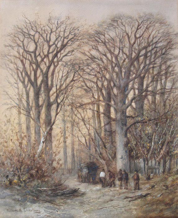 Landscape, Eickelberg, W.H. Eickelberg, Willem Hendrik was born in 1845 in Amsterdam and he died in 1920 in Hilversum.