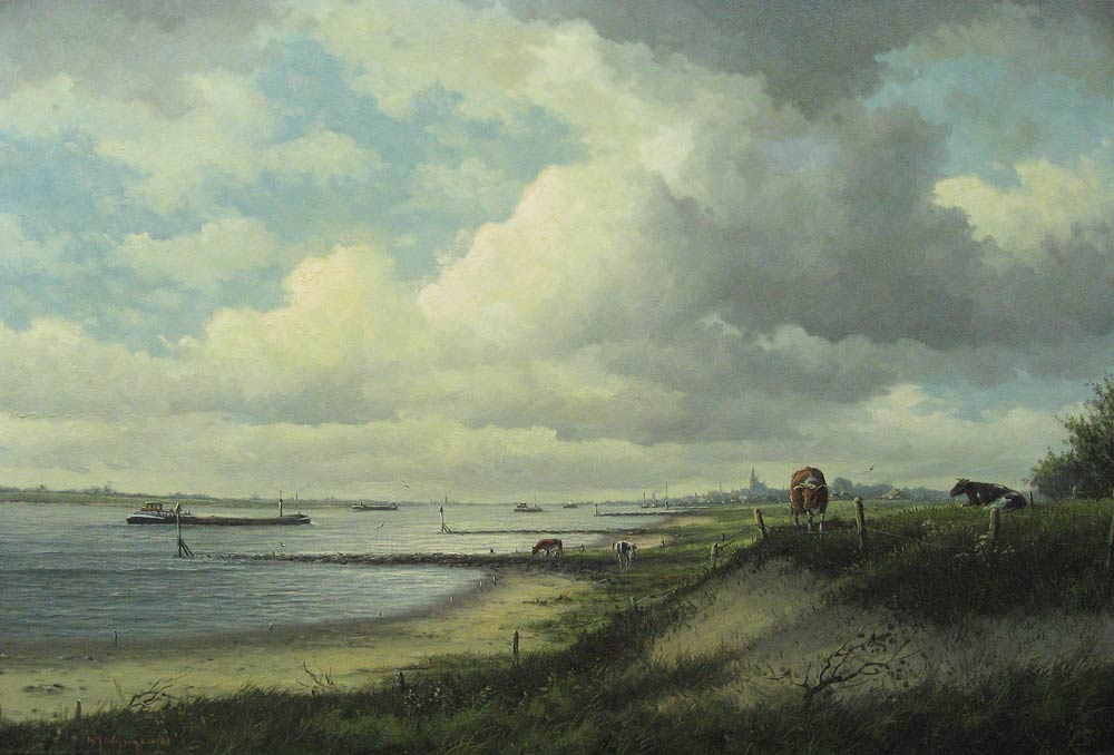 Landscape, Wijngaard, H.J. wijngaard, Herman Wijngaard is born in Amsterdam in 1922 and 
he died in 2012.