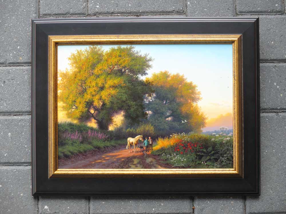 Landscape, oil on panel, size including frame 37x47cm