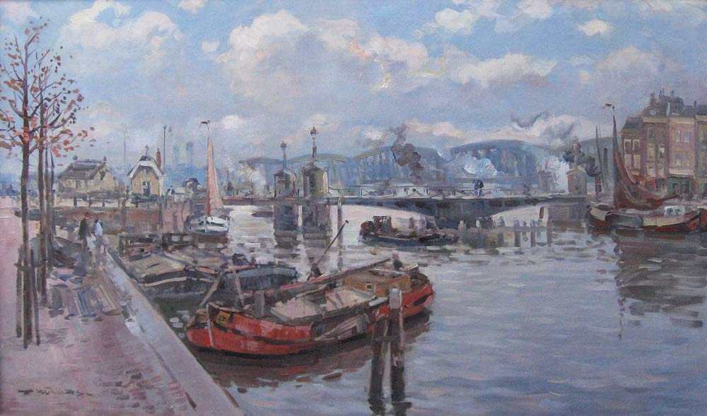 Muhlhaus, Daniel ‘Daan’ Mühlhaus werd op 21 februari 1907 te Dordrecht geboren. Hij werd lid van het Dordrechtse schildersgenootschap “Pictura” waar hij zijn opleiding kreeg, verder was Daan Mühlhaus autodidact. In zijn latere leven had hij een leidende funktie in het schildersgenootschap “Pictura”. Hij woonde en werkte zijn hele leven in Dordrecht. Schilderde, aquarelleerde en tekende stadsgezichten, landschappen, bloemen en portretten. Hij was ook lid van “St. Lucas” te Amsterdam en van de Federatie van Beeldende Kunstenaars.