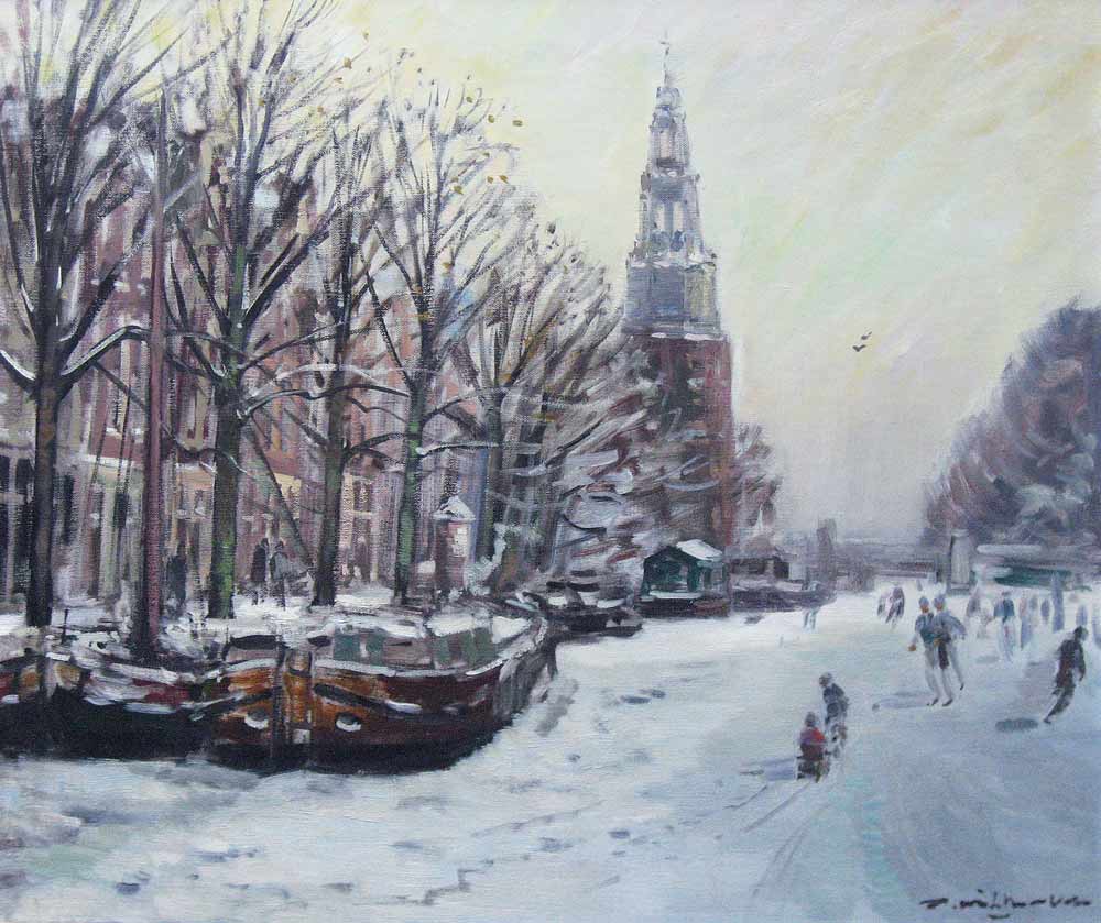 Muhlhaus, Daniel ‘Daan’ Mühlhaus werd op 21 februari 1907 te Dordrecht geboren. Hij werd lid van het Dordrechtse schildersgenootschap “Pictura” waar hij zijn opleiding kreeg, verder was Daan Mühlhaus autodidact. In zijn latere leven had hij een leidende funktie in het schildersgenootschap “Pictura”. Hij woonde en werkte zijn hele leven in Dordrecht. Schilderde, aquarelleerde en tekende stadsgezichten, landschappen, bloemen en portretten. Hij was ook lid van “St. Lucas” te Amsterdam en van de Federatie van Beeldende Kunstenaars.