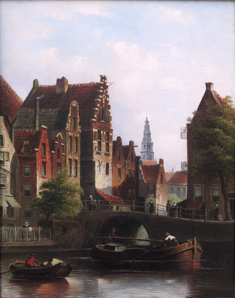 J.F. Spohler, stadsgezicht Amsterdam met zicht op de Westertoren, olieverf op linnen, afmeting 44x35cm doekmaat, herkomst Simonis en Buunk
