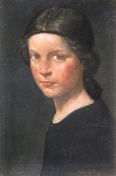 W.H. van de Berg, portret, olieverf op paneel, afmeting 27x17,5cm paneelmaat