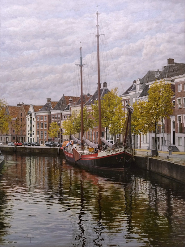 Aureliu Prodan, olieverf op linnen, stadsgezicht Groningen, afmeting 60x80cm doekmaat, nr. 90