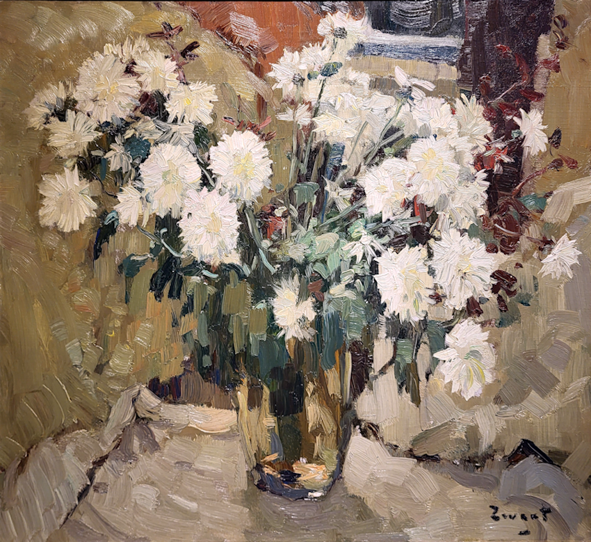 A.J. Zwart, bloemstilleven, olieverf op linnen, afmeting 60x70cm doekmaat, nr. 65