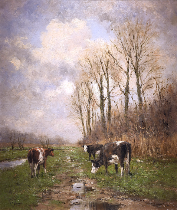 Frits Goosen, Landschap met koeien, olieverf op linnen, afmeting 60x70cm doekmaat, nr. 49