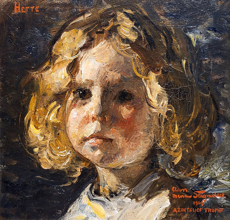 Jan Zoetelief Tromp, 1872-1947, Hette (de dochter van Jan Zoetelief Tromp gedateerd 1909), olieverf op linnen, afmeting 28x31,5cm doekmaat, herkomst Simonis en Buunk, nr.1