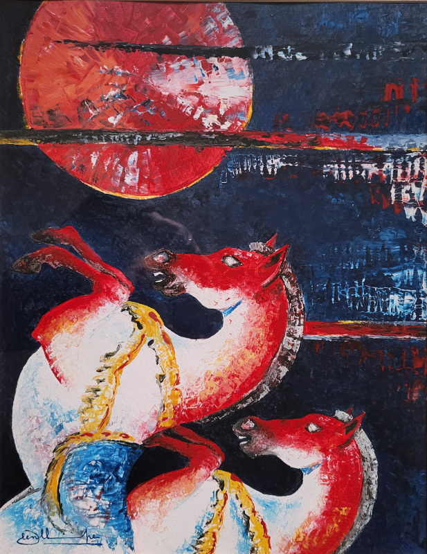 Jan ten Hoope, Gemengde techniek op papier, afmeting 48x62cm beeldmaat, nu 250,- euro, nr 58