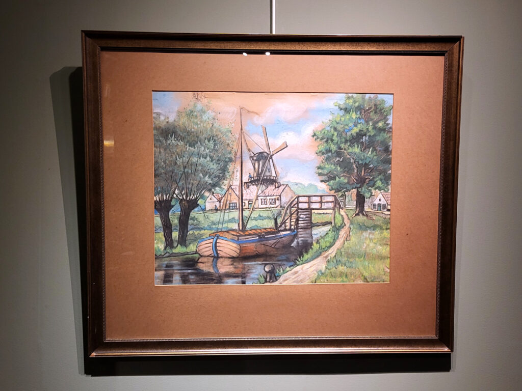 <strong>Landschap met riviertje, pastel, afmeting 43x52cm beeldmaat, afmeting incl. lijst 65x74 cm, 75,- euro, nr. 32</strong>