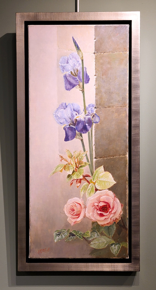 E.P. Moleveld, bloemen, 30x70cm doek, incl. lijst, 1150,- euro, nr. 38