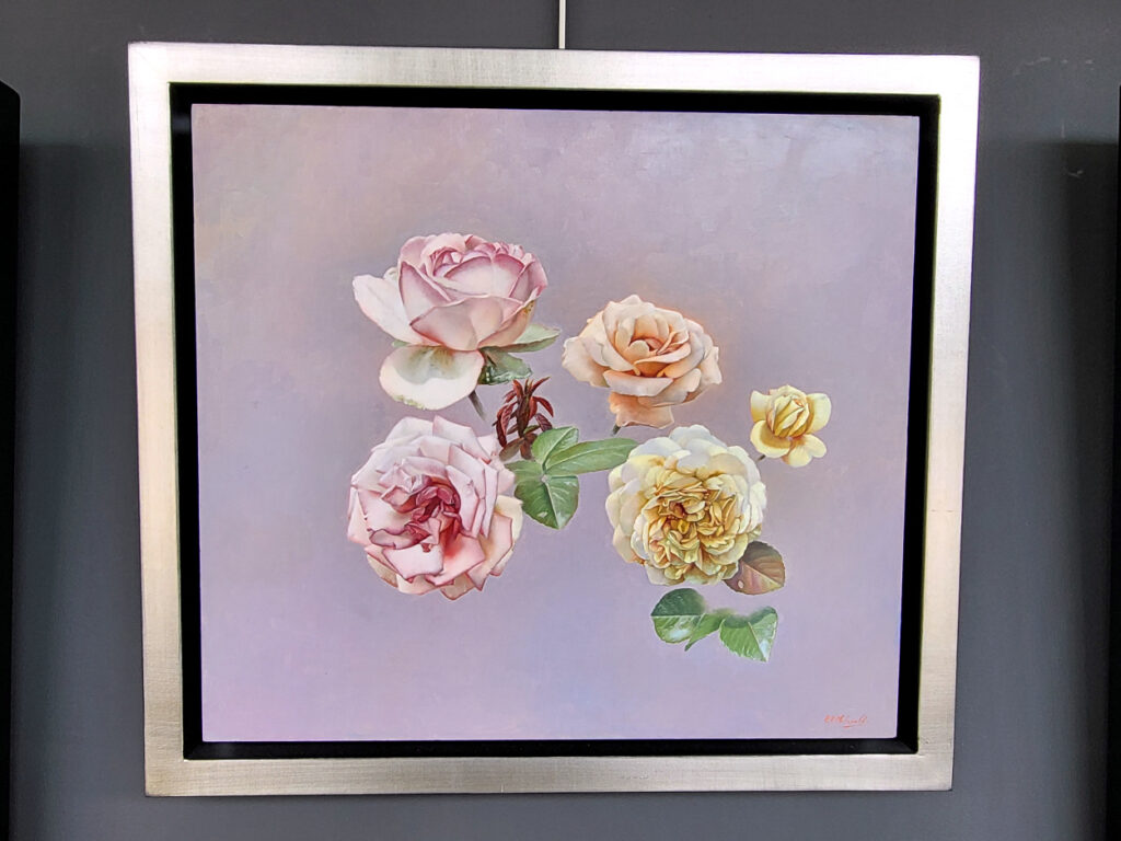 Ed Moleveld, stilleven met rozen, afmeting 40x45cm paneelmaat, incl. lijst, 1250,- euro, nr. 14