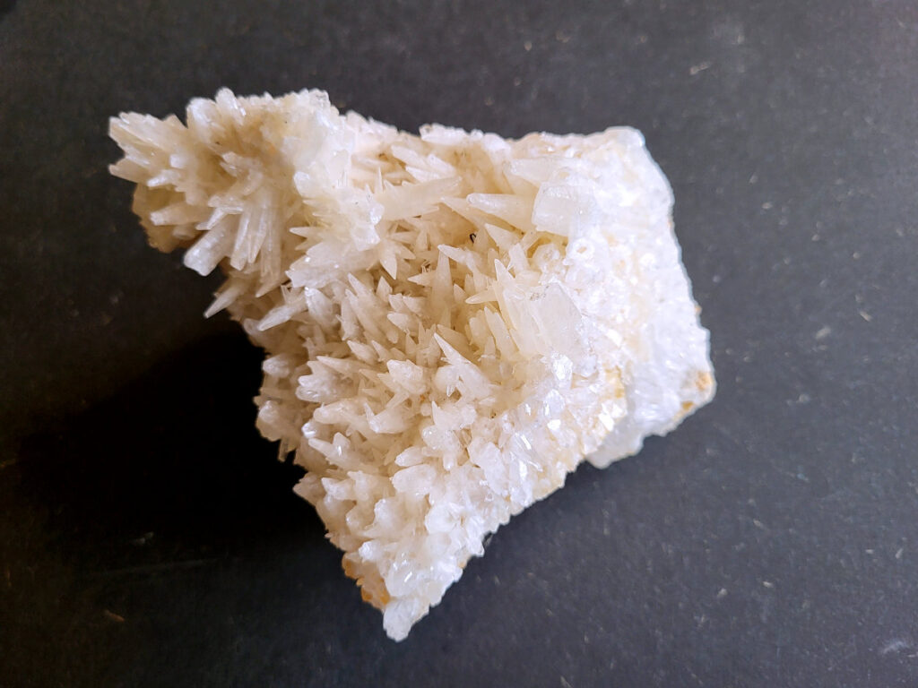 Hondentanden Calciet, 1,4kg, 30,- euro, nr. 15

Hondentandcalciet, beschrijving

Hondentandcalciet, ook wel Starburst calciet genoemd, is een vorm van calciet die bekend staat om zijn unieke, ruwe kristalstructuur die lijkt op hondentanden of varkensstanden. Het wordt gewaardeerd om zijn zachte, heldere uitstraling en wordt vaak gevonden in combinatie met andere mineralen zoals fluoriet. 
Kenmerken van Hondentandcalciet:
Kristalstructuur:
De kristallen zijn grillig, puntig en helder gevormd, wat een ruwe, natuurlijke uitstraling geeft. 
Kleur:
Meestal wit of licht van kleur, soms met bruine tinten of bedekt met andere mineralen zoals fluoriet. 
Energie:
Bekend om zijn zachte, lichtkracht en wordt geassocieerd met diepe transformaties en het openen van het bewustzijn. 
Vormen:
Te vinden in ruwe, onbewerkte vormen, maar ook op standaard of in combinatie met andere mineralen. 
Spiritueel:
Wordt gebruikt voor spirituele doeleinden, zoals meditatie en het openen van het bewustzijn. 
