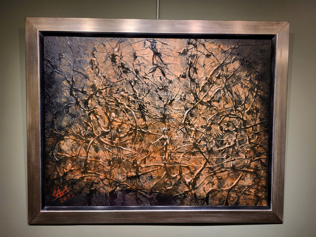 Igor Smirnov, 80x110cm paneel, 100x140cm incl. lijst, 250,- euro, nr. 5

Smirnov, I. Smirnov, Igor Smirnov 1975-
Smirnov, Igor Smirnov geboren op 9 januari 1975 te St. Petersburg.
Volgde een opleiding op de Kunstschool eveneens te St. Petersburg van 3 jaar. Verbleef omstreeks 1996 een half jaar lang in Duitsland, waarna hij zich vestigde in Nederland.
Hij volgde de 5 jarige studie op de Kunstakademie te Groningen (Minerva), welke hij met succes afronde.
Hij heeft ondermeer les gehad van Asaph Ban Menahen, Gijs Frieling en Wim Jonkman.
Igor Smirnov weet de hedendaagse tijd vast te leggen in zijn vorm van schilderen, soms schokkend en dreigend, maar ook positief, kleurrijk, direkt en open.
Achter elk schilderij zit een eigen werkelijkheid aldus deze kunstenaar.

Smirnov, I. Smirnov, Igor Smirnov is born in st.Petersburg in 1975.